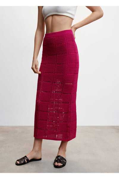 MANGO Woman Crochet Midi Skirt