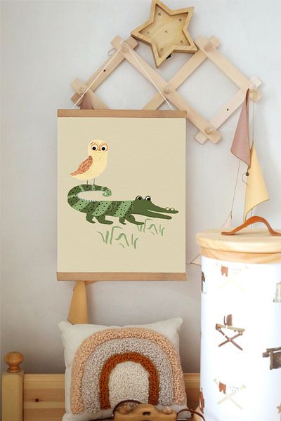 Piksel Grafik Αφίσα καμβά με λουράκι Bob Crocodile