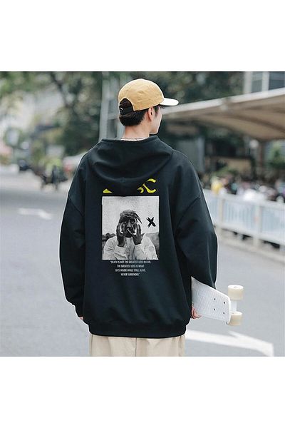 Gofeel Y2k Oversize Loose Unisex Hooded 2Pac εμπριμέ φούτερ