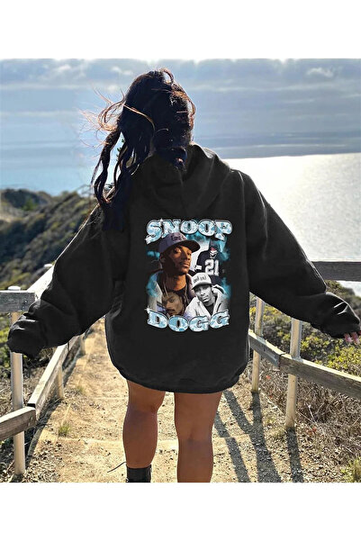 Gofeel سويت شيرت بقلنسوة أسود للجنسين مطبوع عليه Day Light Snoop Dogg