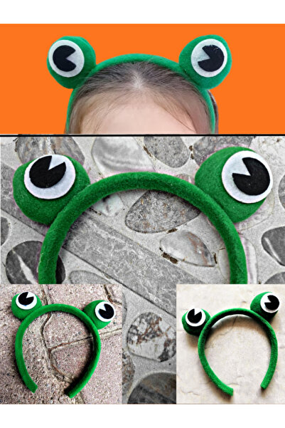 TÜKKAN ACCESSORİES KURBAĞA TAÇ YEŞİL KURBAĞA GÖZÜ PELUŞ TAÇ KPOP KORE KURBAĞA TAÇ