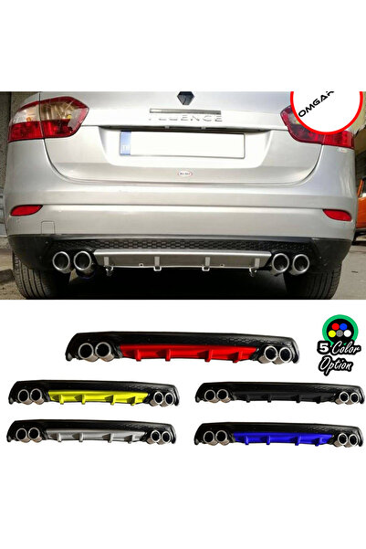 MKG Otomotiv Renault Fluence Yuvarlak Uyumlu  Egzozlu Siyah Difüzör Difizör Çiftli Görünüm Arka Ek 2009-2016