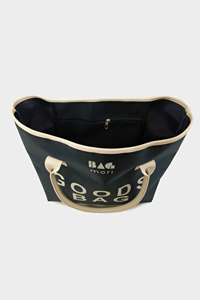 Bagmori Lacivert Kadın Baskılı Deri Garnili Tote Çanta M000008114