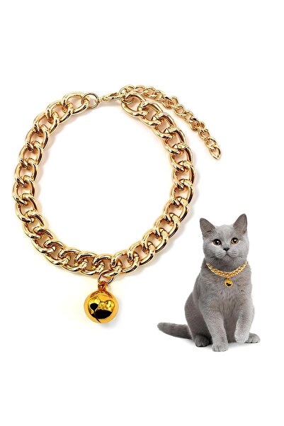 hebmeyy Ayarlanabilir Zincir Alüminyum Zilli Gold 28 Cm Lüx Kedi Ve Küçük Irk Köpek Kolye Tasması
