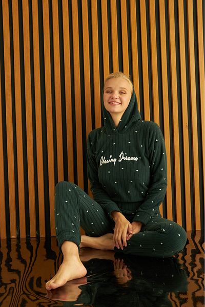 Pijamoni tissue Hooded Polar Women's Pajama Set