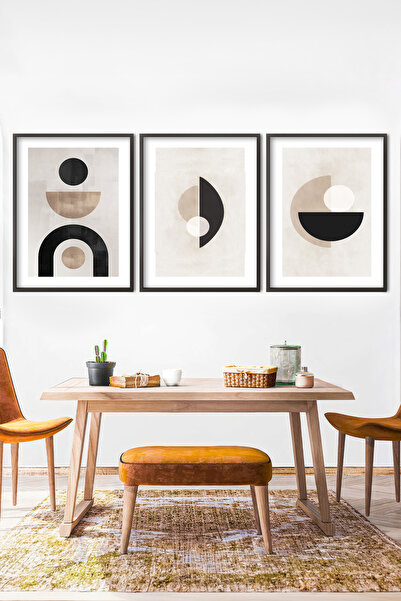 Gepetto Wood Ahşap Çerçeveli Minimalist 3'lü Tablo