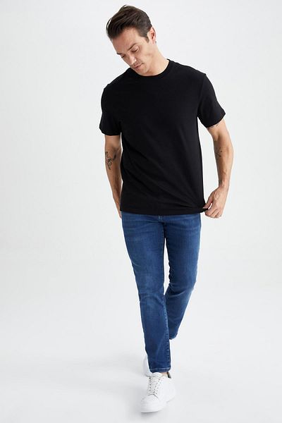DeFacto Νέο Regular Fit Crew Neck Basic κοντό μανίκι 100 βαμβακερό T-shirt V7699az23au