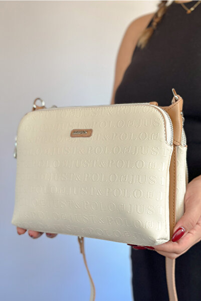 Just Polo حقيبة كروس نسائية متوسطة الحجم 3 أقسام 5 أقسام 29 × 21 سم 4022 كريم...