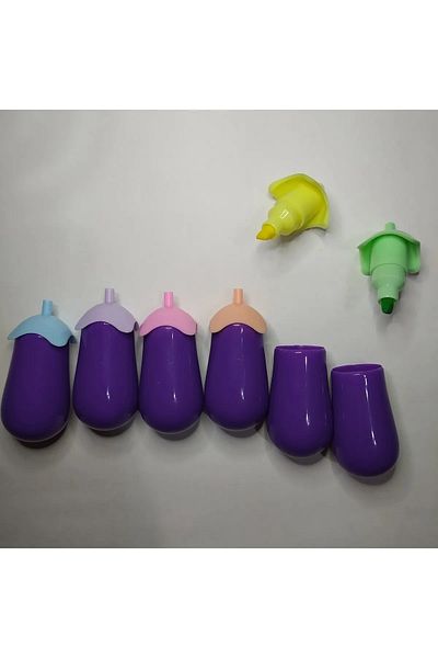 Çisobi Pastel Eggplant Model Highlighter Pen - 6 Pieces with Bag
