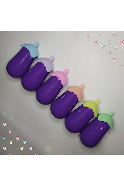 Çisobi Pastel Eggplant Model Highlighter Pen - 6 Pieces with Bag