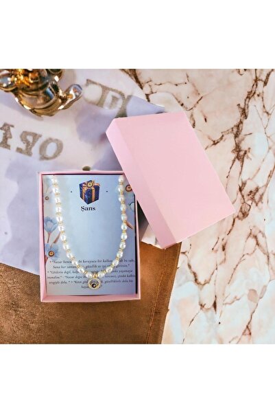 toptanhanem Zarif Nazar Boncuklu İnci Kolye - Modern Tasarım