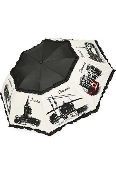 ELEVEN MARKETS Siyah İstanbullu Katlanır Şemsiye