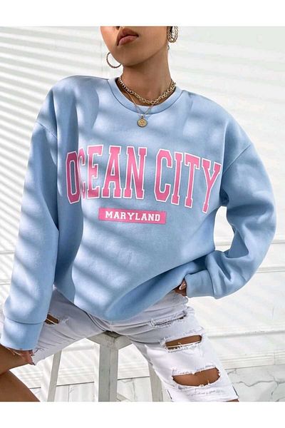 FAVORİST Hanorac cu gât cu imprimeu Ocean CITY