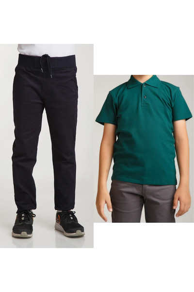 Generic Brand Unisex dečije rebraste pantalone Lan tamnoplave školske pantalo...