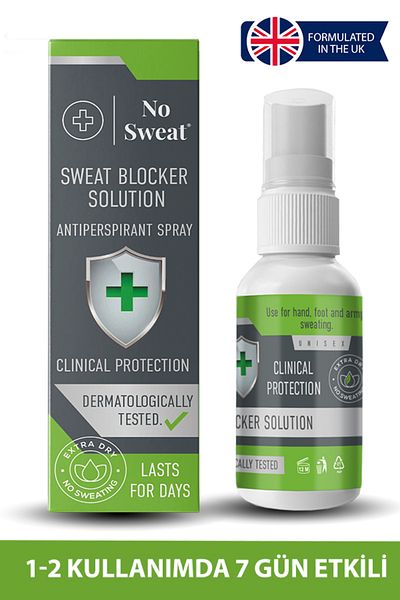 No Sweat Anti-Schweiß-Anti-Transpirant-Spray – verlässt keine Unreinheiten – trocknet den ganzen Tag – Hände, Füße und Achseln, 50 ml