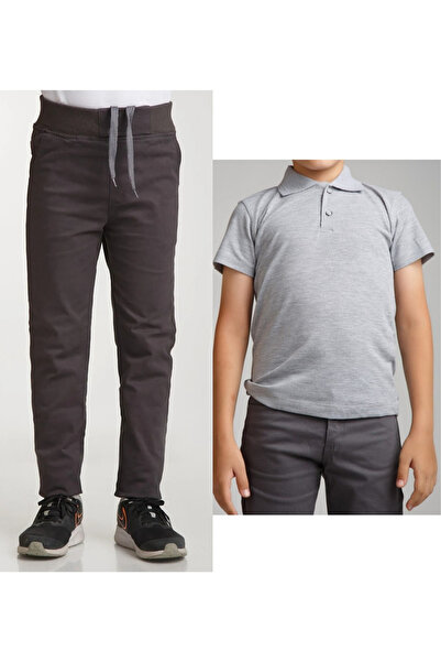 BLUEMOOR Unisex Παιδικό λινό καπνιστό σχολικό παντελόνι με ριμπ μέση + κοντομ...