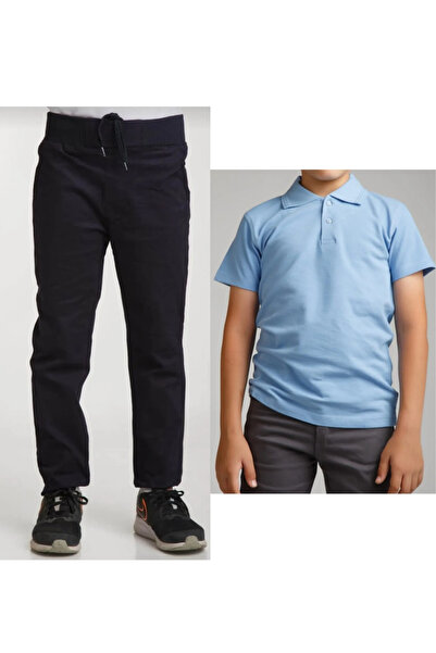 MaviMoure Шкільні брюки з білизни з ребрами унісекс + футболка з коротким рук...