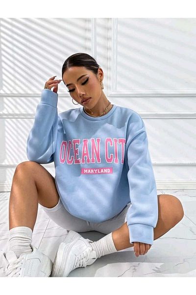 FAVORİST Hanorac cu gât cu imprimeu Ocean CITY