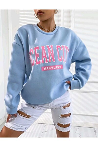 FAVORİST Φούτερ Ocean CITY με στάμπα με λαιμόκοψη