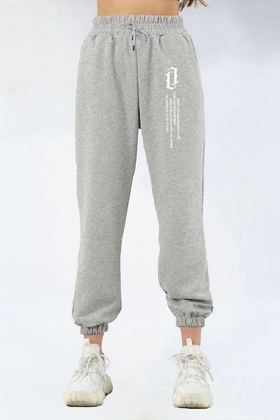 lavanto Γυναικεία φούτερ Aleman printed Black Jogger με ελαστική μέση