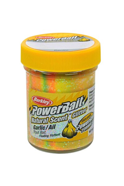 BERKLEY Powerbait Natural Glitter Trout Bait Garlic Sahte Yemi gökkuşağı sarmısaklı RAINBOW-50 GR