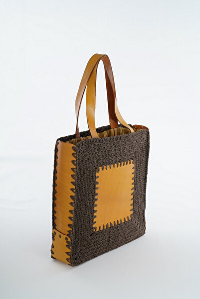 İSTANBUL SANDALET حقيبة نسائية من الجلد الطبيعي والمحبوك