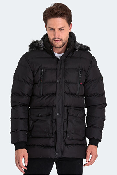 Slazenger Ανδρικό παλτό & παλτό με κουκούλα HARVIE KTN σε μαύρο χρώμα