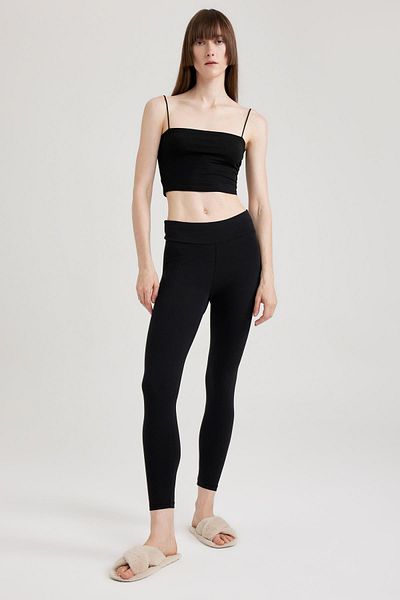 DeFacto Fall In Love Rope Strap Crop Cotton Μαύρο εσώρουχο Y2249az23au