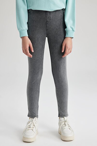 DeFacto Kız Çocuk Slim Fit Süs Cepli Uzun Tayt