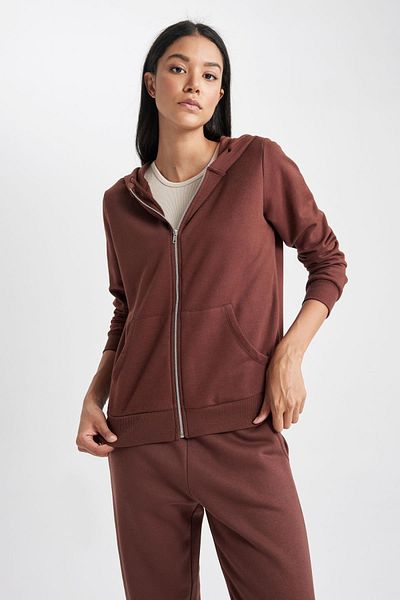 DeFacto Regular Fit Hooded Zippered Basic Sweatshirt V2711Az23Au