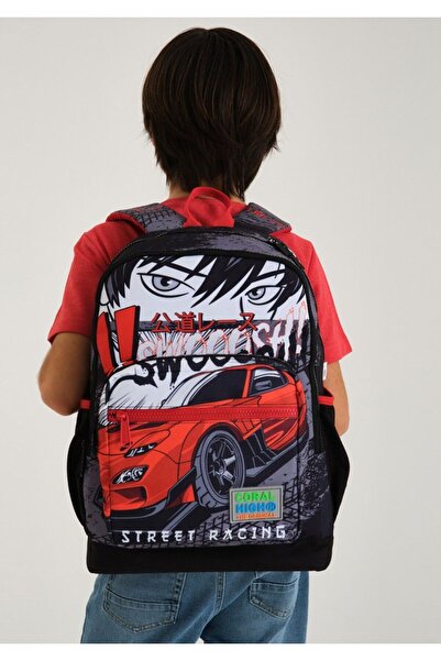 Coral High Primary School Bag Set Black Red Car - Boy