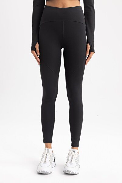 DeFacto Fit Siyah Yüksek Bel Şekillendirici Beli Saran Esnek Sporcu Tayt Z0817az23au