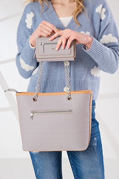 Just Polo Chain Detailed Women's Shoulder Bag 4035-Gd -Gzd-