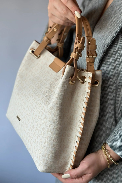 Just Polo Büyük Boy Örgü İşlemeli El Yapımı Salaş Kadın Omuz Çantası 2180 Kre...