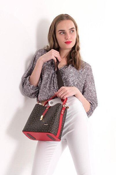 Just Polo Print Patterned Special Series Bag 2055-Gd Brown Red -Gzd-