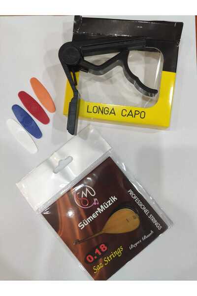 Sümer Müzik SÜMER Kısa Sap Bağlama Set (Takım tel, Tezene, Kapo)