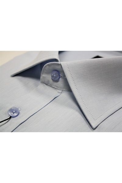 Chamis SlimFit Light Blue Twill Long Collar & Double Cuff Shirt