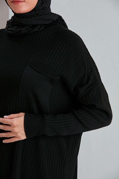 MODAMÜNASİP Single Pocket Skirt and Tunic Bottom Top Double Knitwear Set