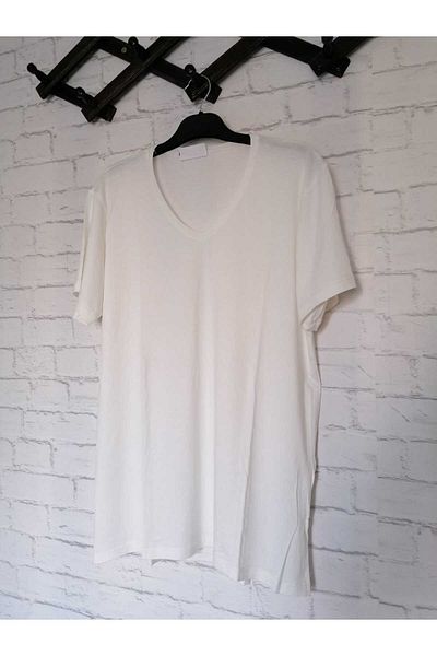 anne moda ankara Προϊόν ευκαιρίας... Κοντό μανίκι με λαιμόκοψη V Ολόσωμο καλοκαιρινό λεπτό φαρδύ μπλουζάκι