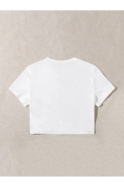 Jose Clothing ΓΥΝΑΙΚΕΙΑ ΛΕΥΚΗ ΕΚΠΤΩΜΕΝΗ ΚΟΝΤΟΜΑΝΙΚΗ ΣΤΟ ΣΩΜΑ OTURAN CROP TOP BABY TEE BLUZ