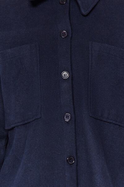 Trendyol Collection Sötétkék dupla zsebes túlméretes/széles szabású varrott szőtt ing TWOAW23GO00356