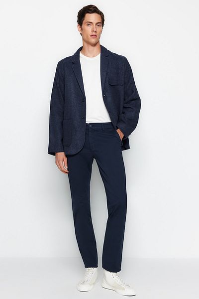 Trendyol Collection TMNAW24PL00000 Темно-сині вузькі брюки-чинос TMNAW24PL00000