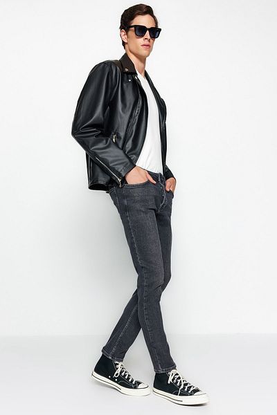 Trendyol Collection Μαύρο Skinny Fit ελαστικό ύφασμα τζιν παντελόνι τζιν TMNAW23JE00047