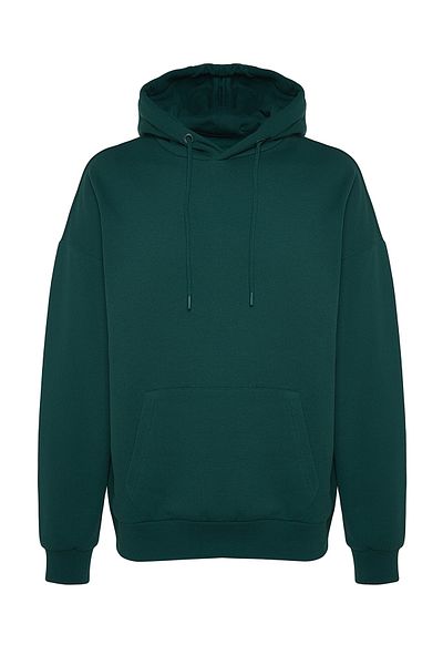 Trendyol Collection Grünes, übergroßes Fleece-Sweatshirt mit Kapuze - TMNAW23sw00195