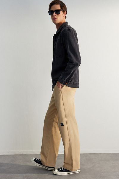 Trendyol Collection Limited Edition - Mink Premium Label Detailed Loose Fit Pants TMNSS23PL00038