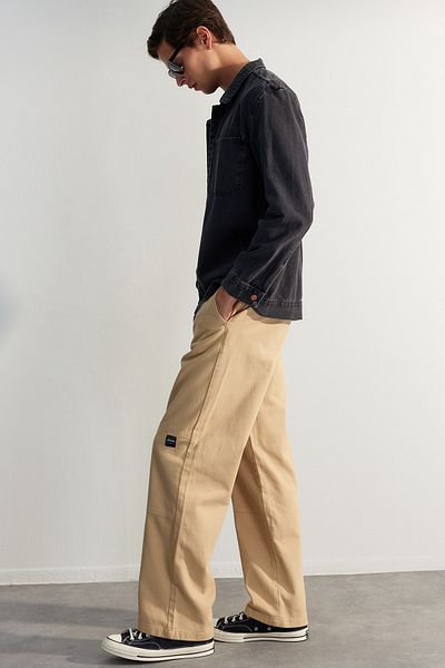 Trendyol Collection Limited Edition - Mink Premium Label Detailed Loose Fit Pants TMNSS23PL00038
