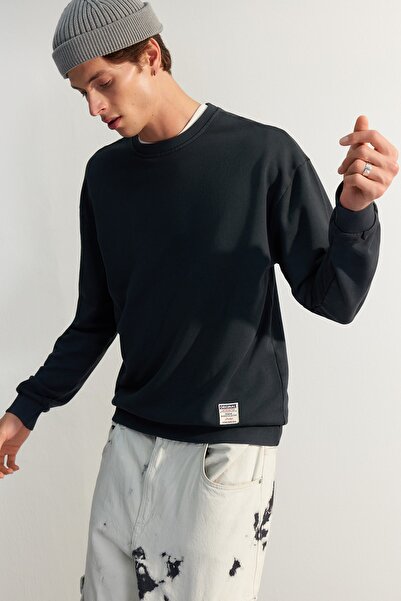 Trendyol Collection Премиум антрацит 100% памук Oversize/широка разфасована суичър TMNAW24SW00021