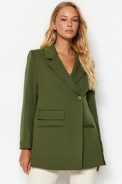 Trendyol Collection Khaki bélelt túlméretezett szőtt blézer dzseki TWOAW24BC00070