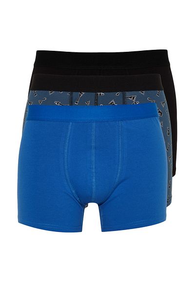 Trendyol Collection 3 шт еластичні бавовняні боксери різнокольорові з шаховим візерунком в плоску упаковку TMNAW24BX00014