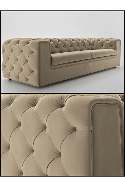 B'Dekor Mat Kadife Döşemelik Kumaş Kum Beji Birinci Kalite Mobilya Döşeme Kumaşı